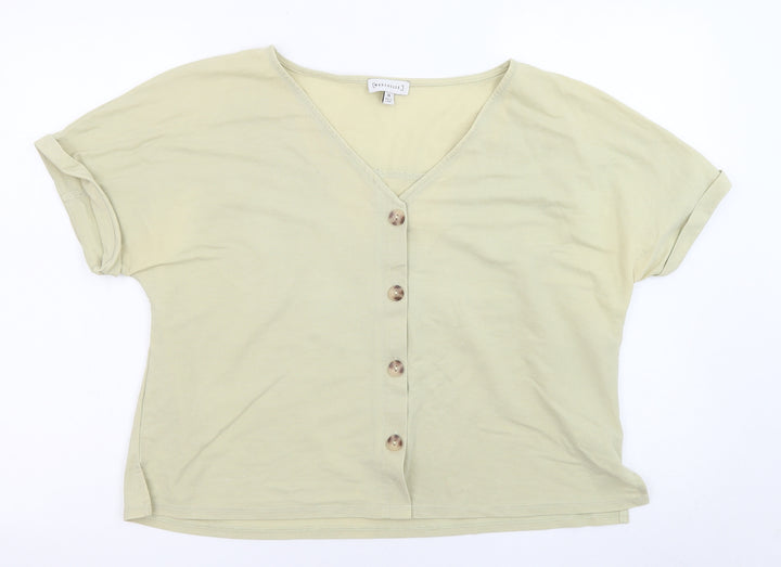 Warehouse Womens Green Viscose Basic Blouse Size 16 V-Neck