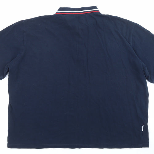 Lambretta Mens Blue Cotton Polo Size L Collared Button - Logo embroidery