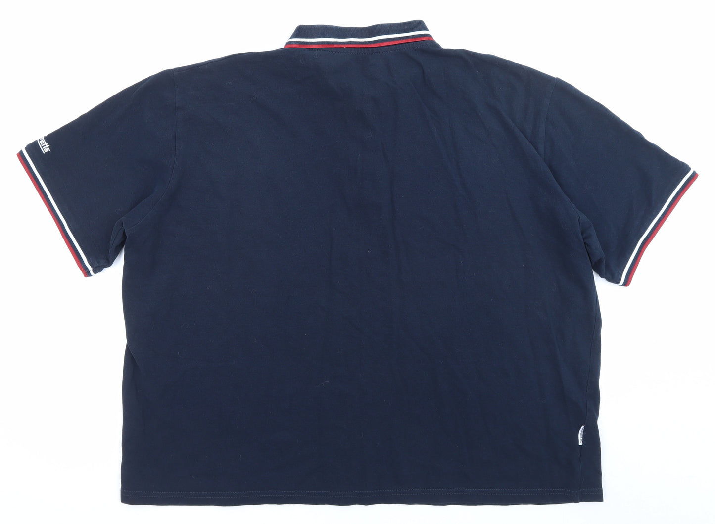 Lambretta Mens Blue Cotton Polo Size L Collared Button - Logo embroidery