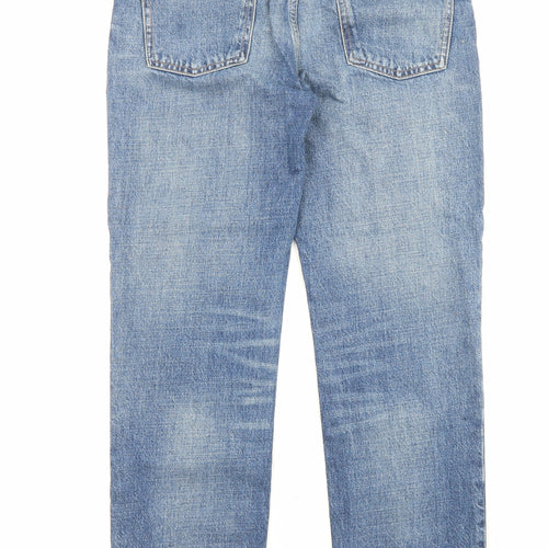 Zara Womens Blue Cotton Straight Jeans Size 8 L28 in Regular Zip - Pockets