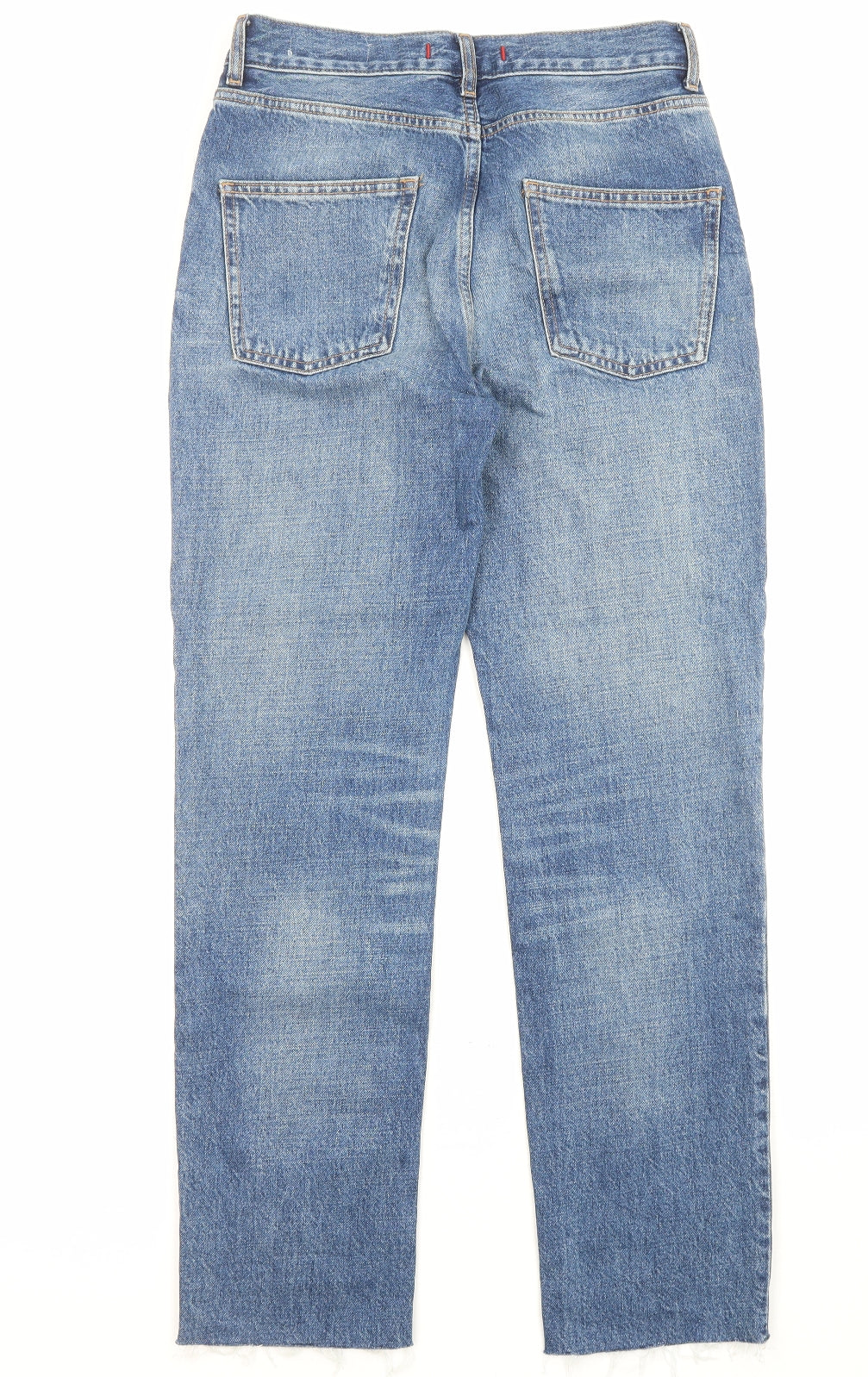 Zara Womens Blue Cotton Straight Jeans Size 8 L28 in Regular Zip - Pockets