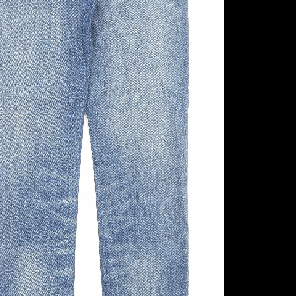 Zara Womens Blue Cotton Straight Jeans Size 8 L28 in Regular Zip - Pockets