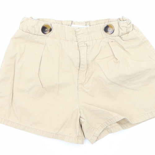 Zara Girls Beige Cotton Chino Shorts Size 10 Years Regular Zip - Pockets