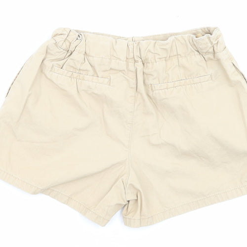 Zara Girls Beige Cotton Chino Shorts Size 10 Years Regular Zip - Pockets