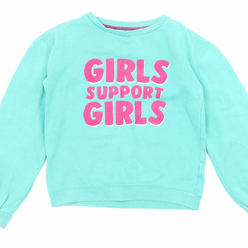 John Lewis Girls Green Cotton Pullover Sweatshirt Size 11 Years Pullover - Girls support girls