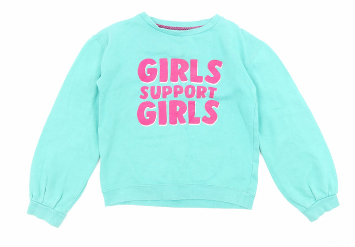John Lewis Girls Green Cotton Pullover Sweatshirt Size 11 Years Pullover - Girls support girls