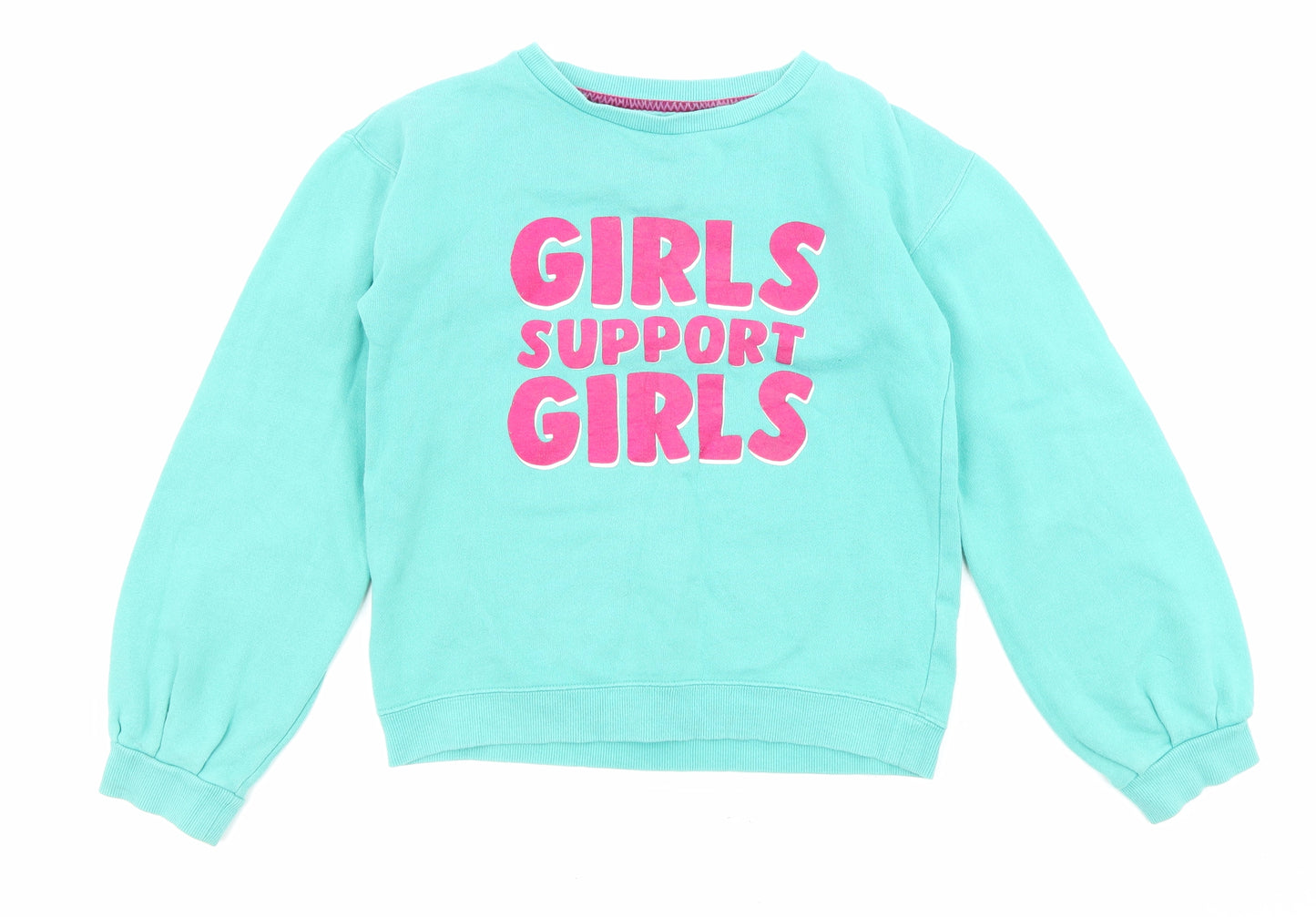 John Lewis Girls Green Cotton Pullover Sweatshirt Size 11 Years Pullover - Girls support girls