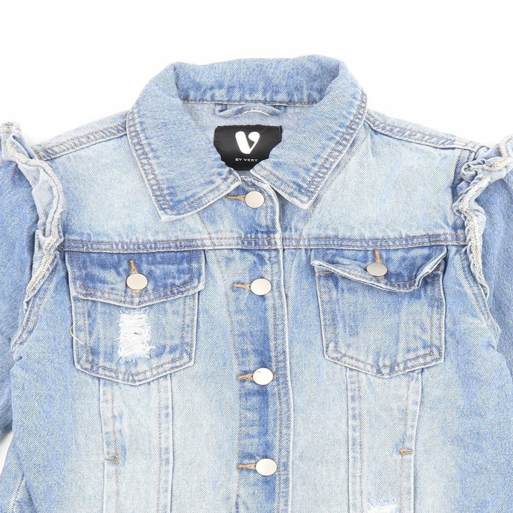 Very Girls Blue Jacket Size 11 Years Button - Pockets