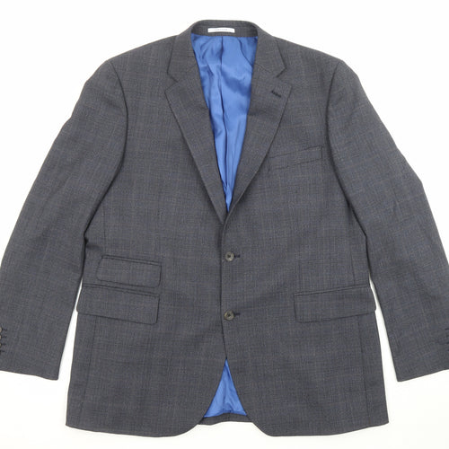 Chester Mens Blue Wool Jacket Suit Jacket Size 46 Regular