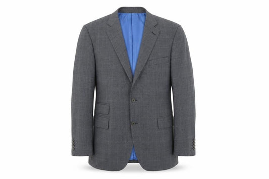 Front view of Chester men’s blue wool jacket suit jacket, size 46, regular