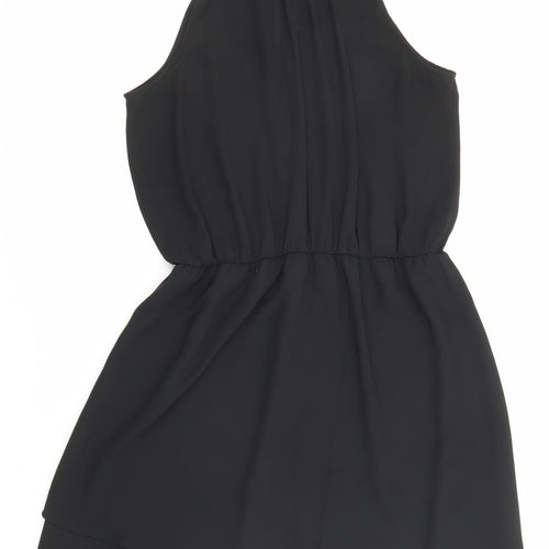 NEXT Womens Black Polyester A-Line Size 12 Halter Button - Embellished neckline