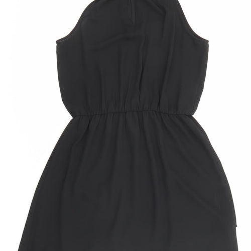 NEXT Womens Black Polyester A-Line Size 12 Halter Button - Embellished neckline