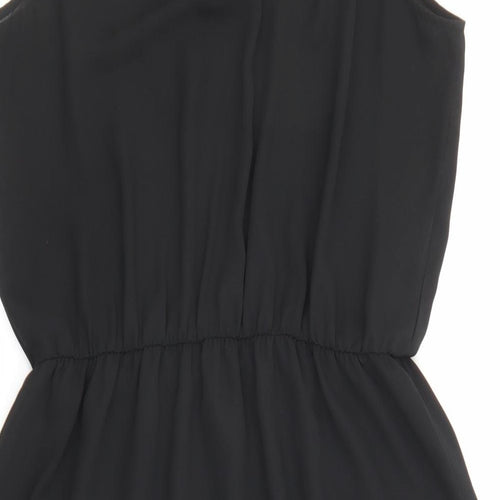 NEXT Womens Black Polyester A-Line Size 12 Halter Button - Embellished neckline