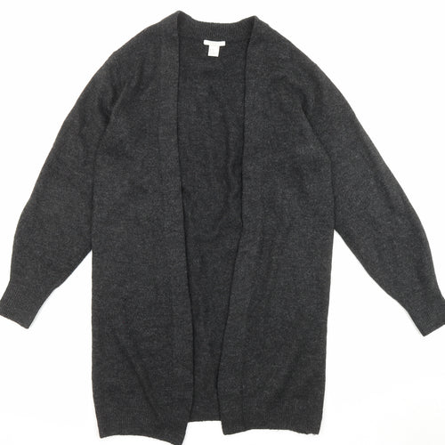 H&M Womens Black Round Neck Acrylic Cardigan Jumper Size XS - Open