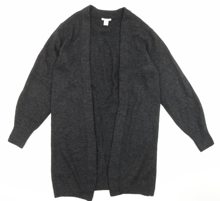 H&M Womens Black Round Neck Acrylic Cardigan Jumper Size XS - Open