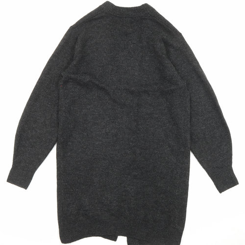 H&M Womens Black Round Neck Acrylic Cardigan Jumper Size XS - Open