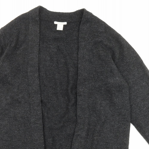 H&M Womens Black Round Neck Acrylic Cardigan Jumper Size XS - Open