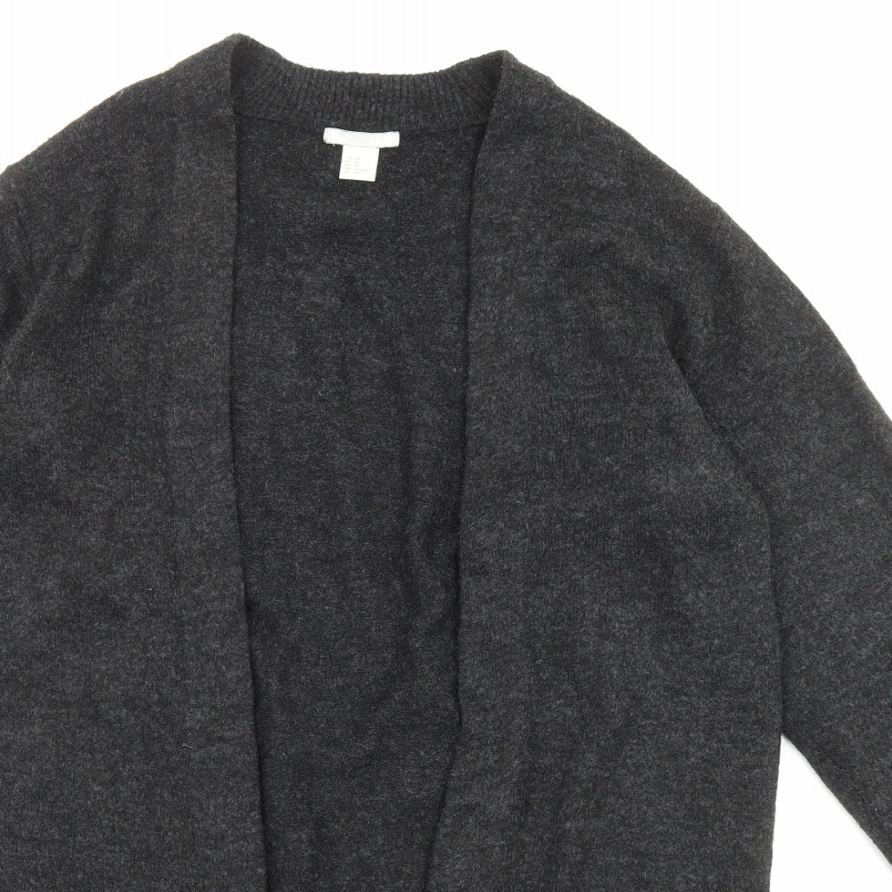 H&M Womens Black Round Neck Acrylic Cardigan Jumper Size XS - Open
