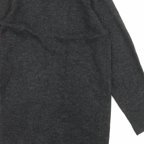 H&M Womens Black Round Neck Acrylic Cardigan Jumper Size XS - Open