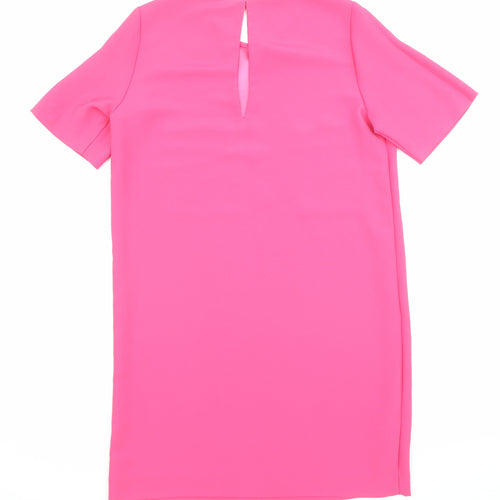 Mango Womens Pink Polyester Shift Size XS Scoop Neck Hook & Eye