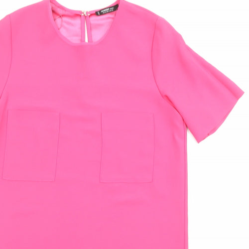 Mango Womens Pink Polyester Shift Size XS Scoop Neck Hook & Eye