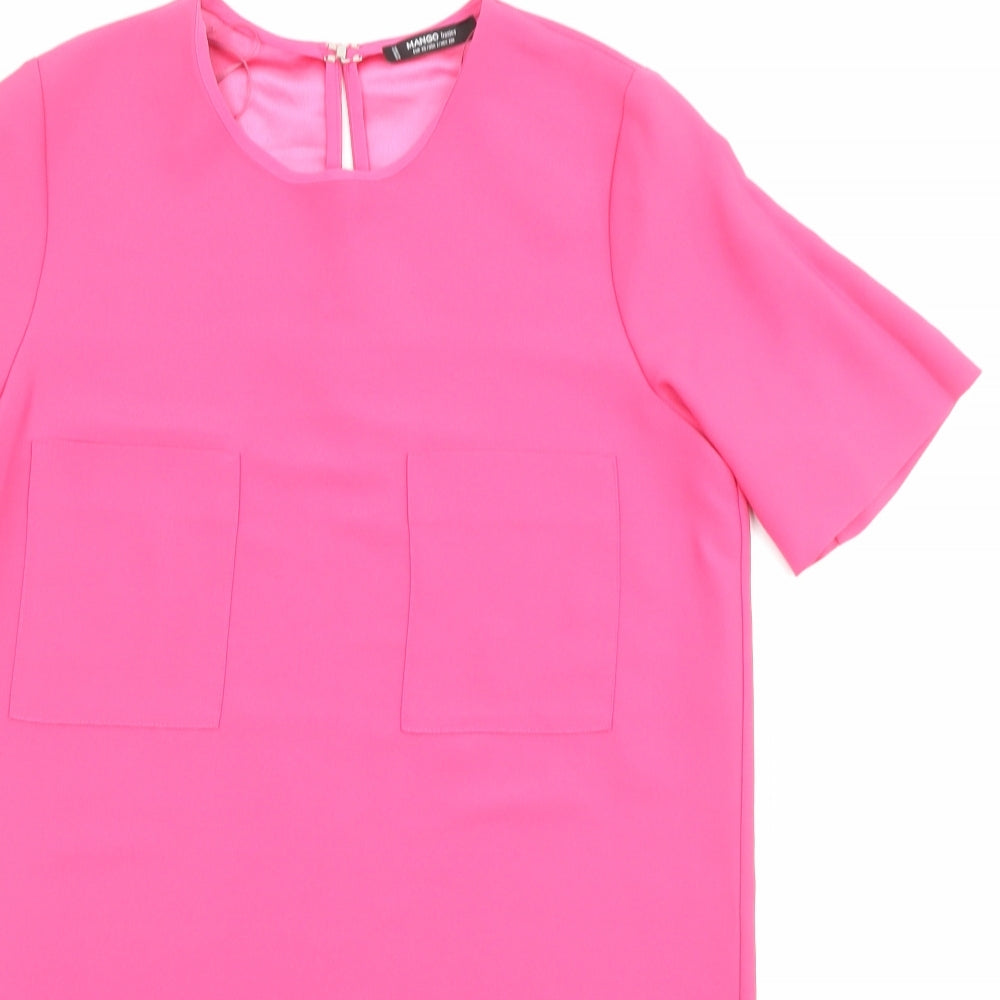 Mango Womens Pink Polyester Shift Size XS Scoop Neck Hook & Eye