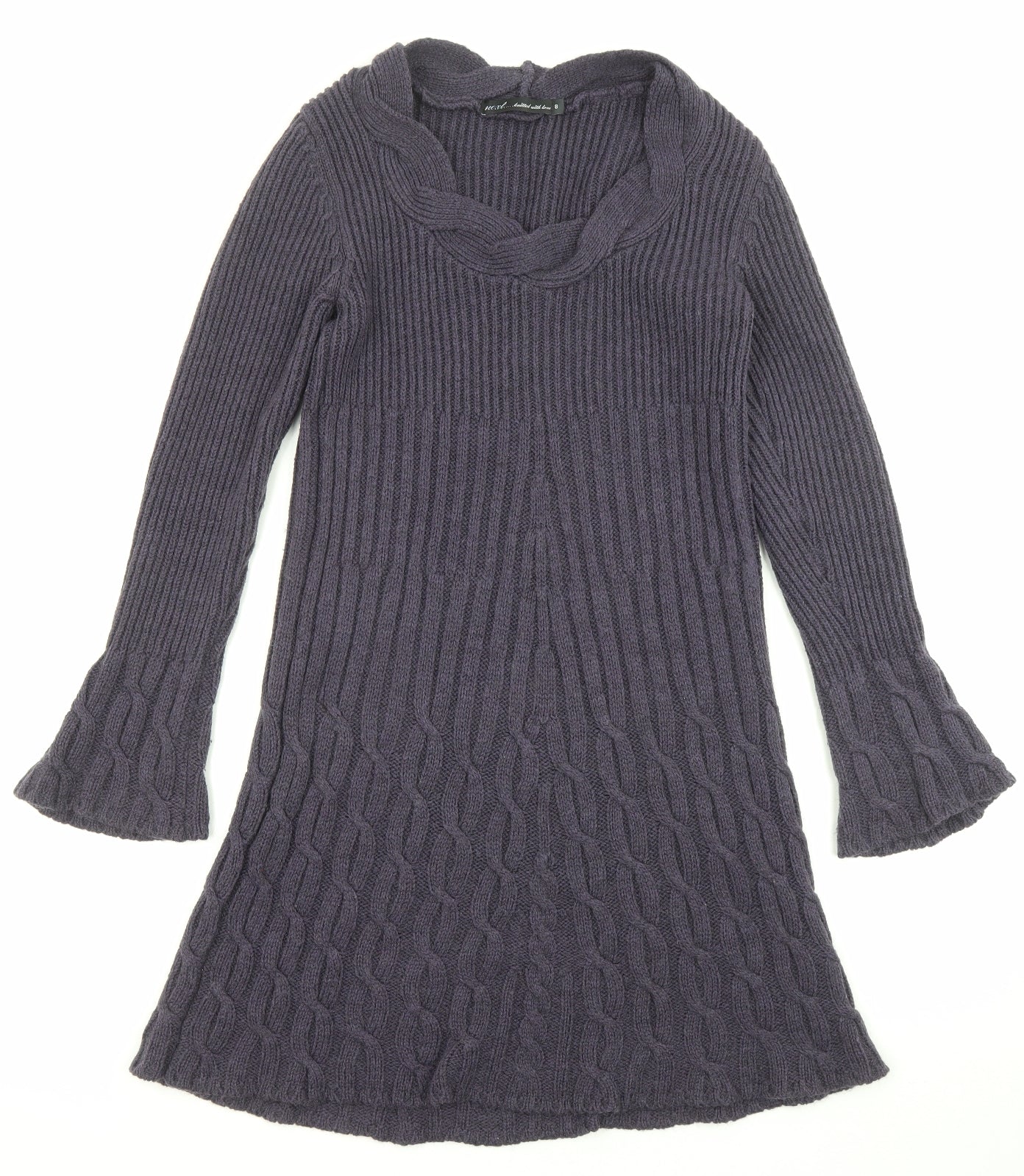 NEXT Womens Purple Acrylic Jumper Dress Size 8 Scoop Neck Pullover