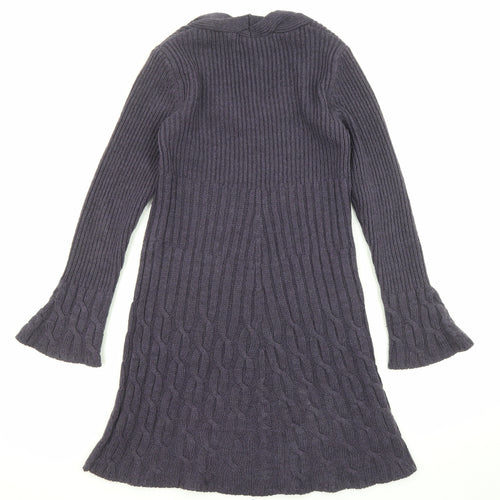 NEXT Womens Purple Acrylic Jumper Dress Size 8 Scoop Neck Pullover