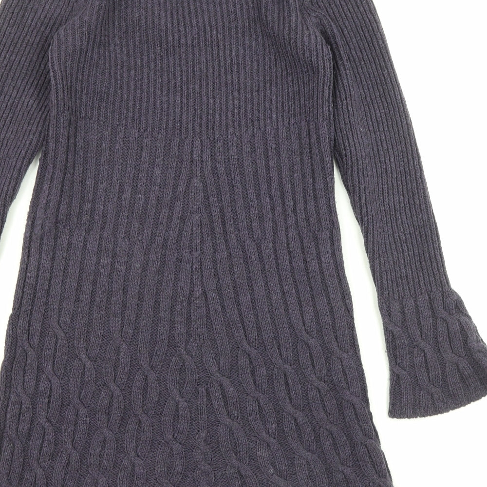 NEXT Womens Purple Acrylic Jumper Dress Size 8 Scoop Neck Pullover
