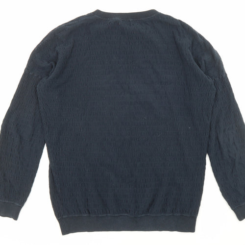 John Lewis Womens Blue Crew Neck Cotton Pullover Jumper Size S
