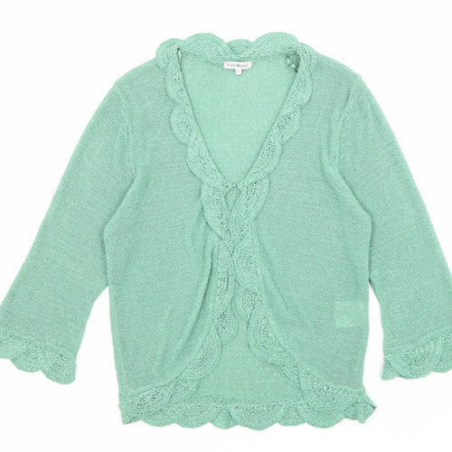 Nina Murati Womens Green V-Neck Polyester Cardigan Jumper Size L