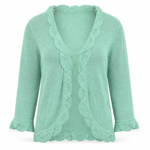 Nina Murati Womens Green V-Neck Polyester Cardigan Jumper Size L