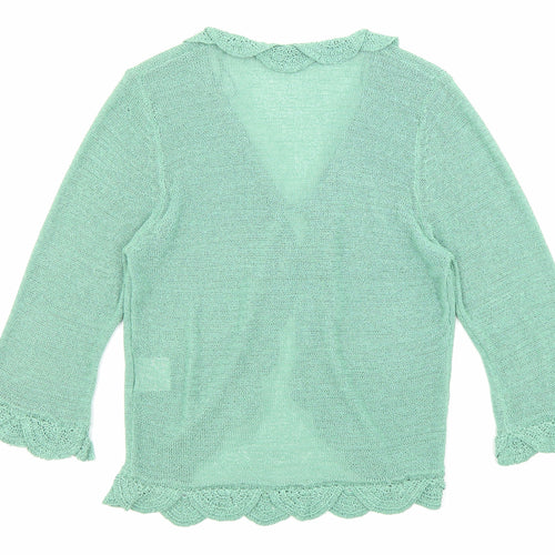 Nina Murati Womens Green V-Neck Polyester Cardigan Jumper Size L