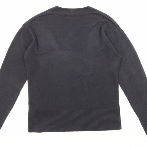 Marks and Spencer Womens Blue V-Neck Acrylic Pullover Jumper Size 12
