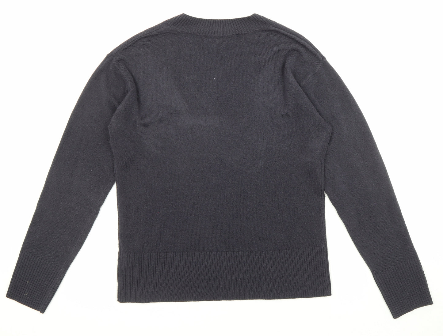 Marks and Spencer Womens Blue V-Neck Acrylic Pullover Jumper Size 12