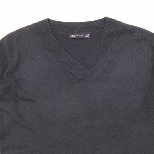 Marks and Spencer Womens Blue V-Neck Acrylic Pullover Jumper Size 12