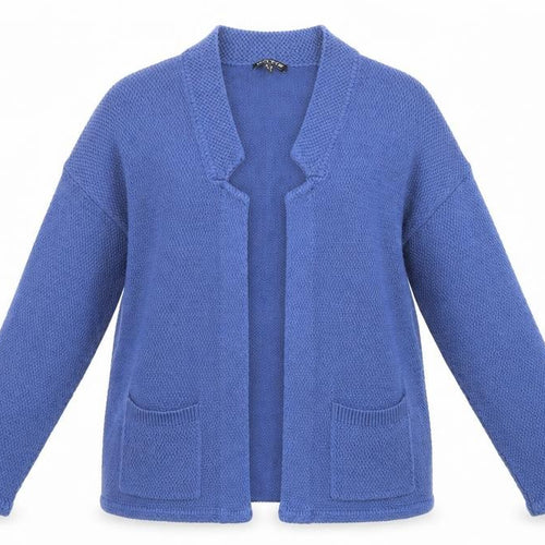 Marble Womens Blue Round Neck Cotton Cardigan Jumper Size 4 - Open