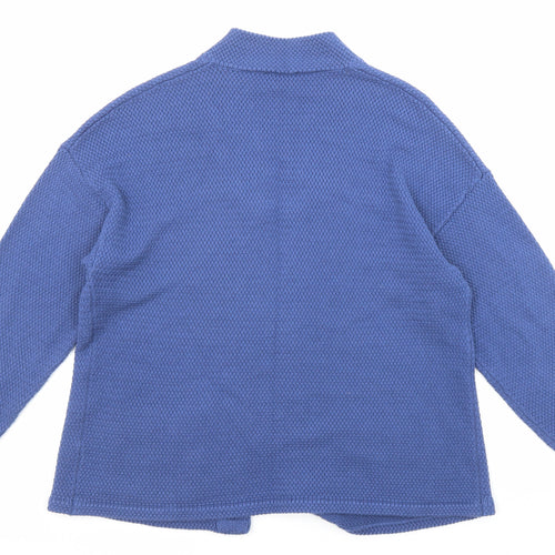 Marble Womens Blue Round Neck Cotton Cardigan Jumper Size 4 - Open