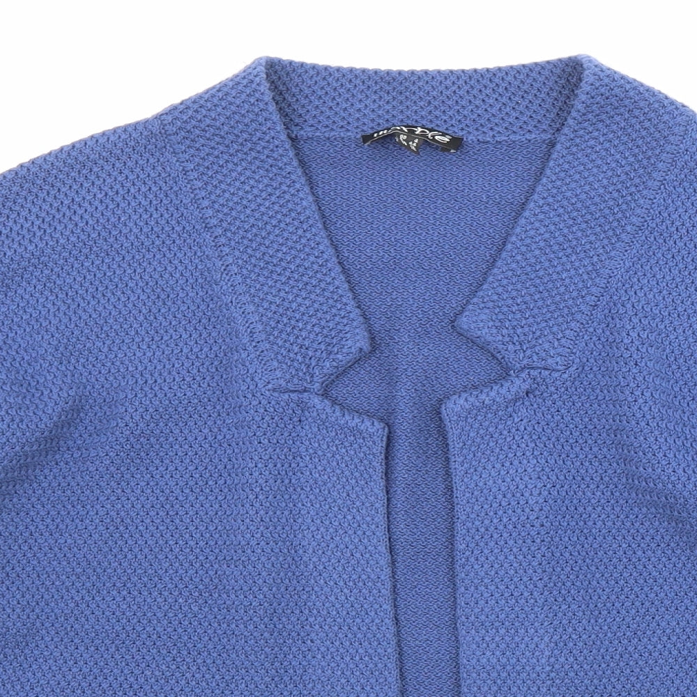Marble Womens Blue Round Neck Cotton Cardigan Jumper Size 4 - Open