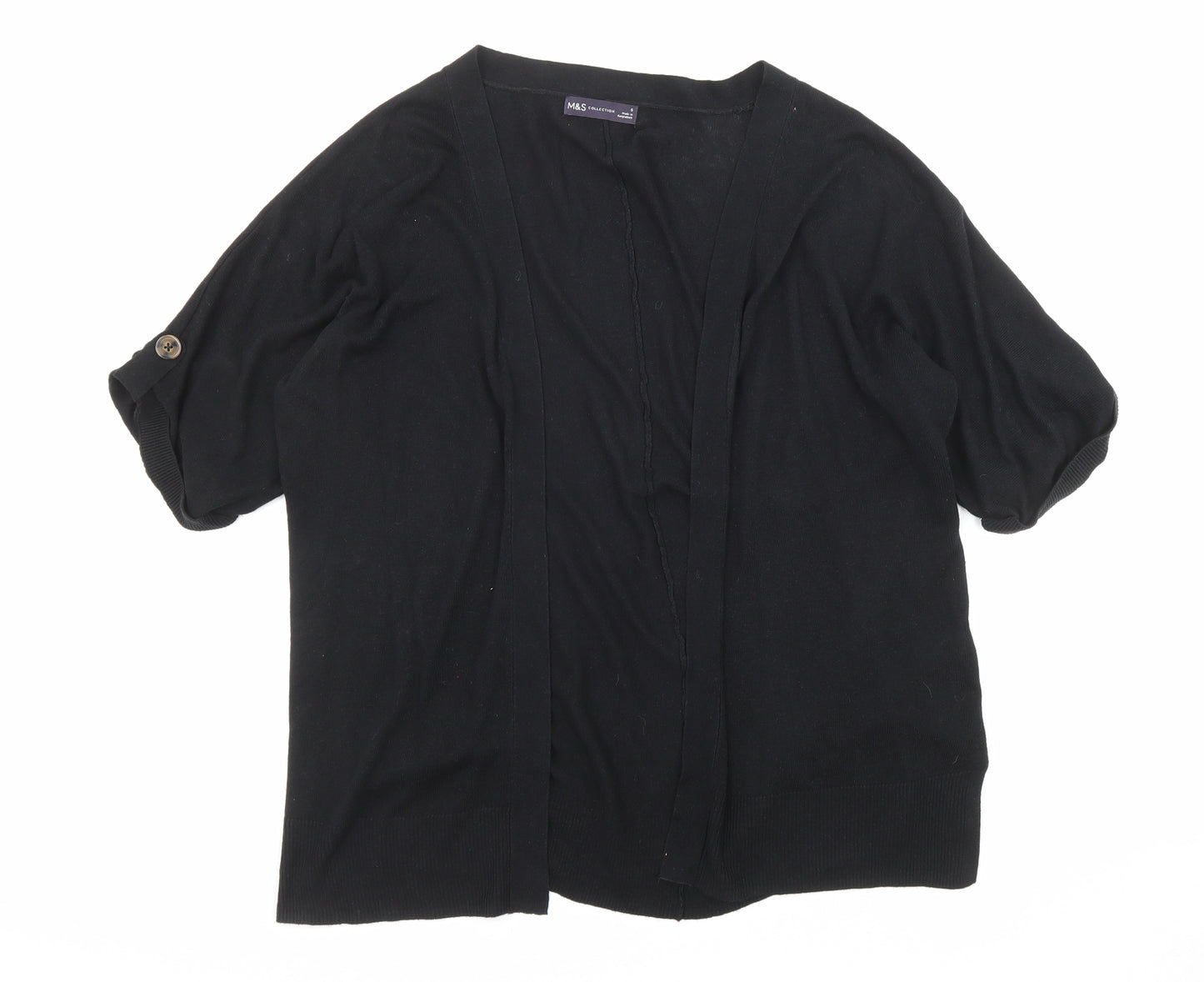 Marks and Spencer Womens Black Round Neck Viscose Cardigan Jumper Size S - Open