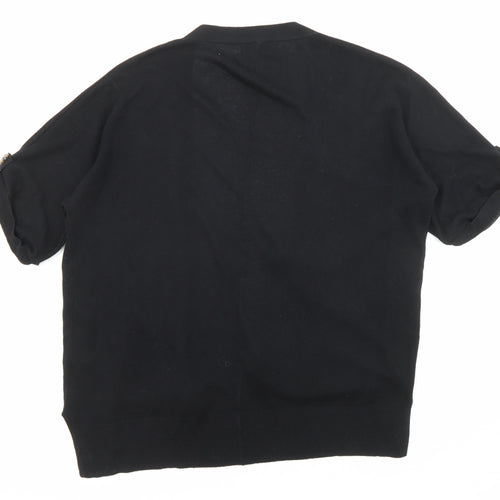 Marks and Spencer Womens Black Round Neck Viscose Cardigan Jumper Size S - Open