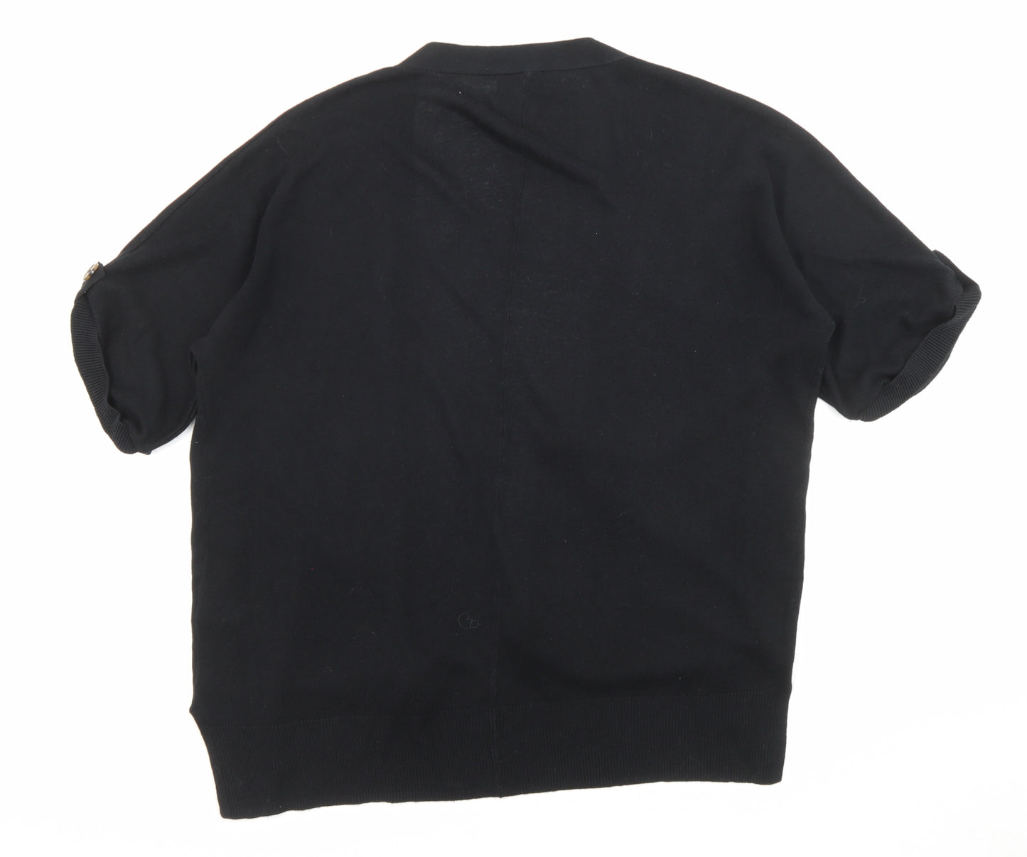 Marks and Spencer Womens Black Round Neck Viscose Cardigan Jumper Size S - Open