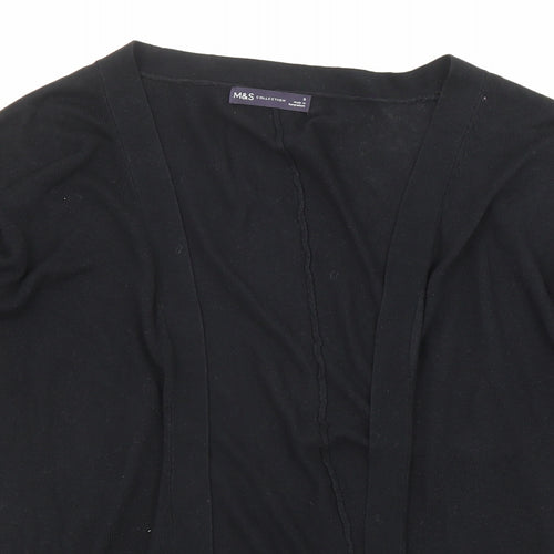Marks and Spencer Womens Black Round Neck Viscose Cardigan Jumper Size S - Open