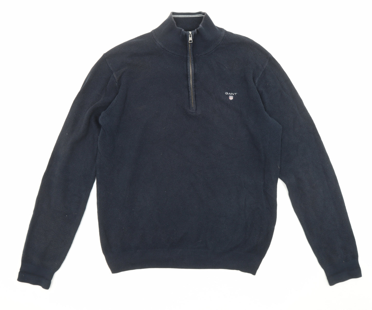GANT Mens Blue High Neck Cotton Pullover Jumper Size XL Long Sleeve