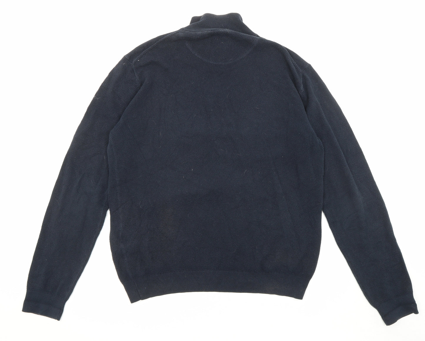 GANT Mens Blue High Neck Cotton Pullover Jumper Size XL Long Sleeve