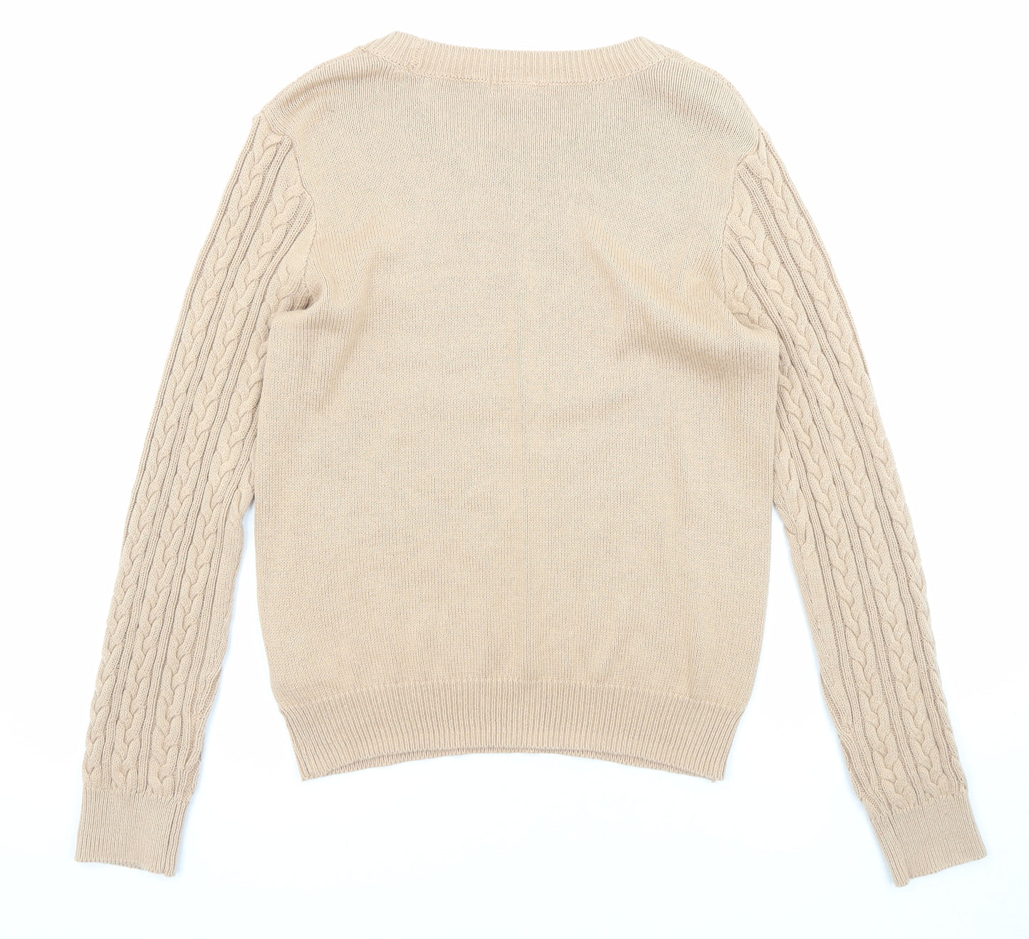 H&M Womens Beige Boat Neck Cotton Pullover Jumper Size M