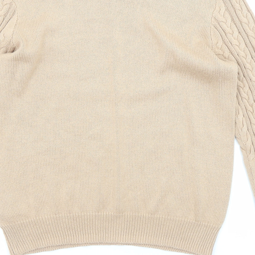 H&M Womens Beige Boat Neck Cotton Pullover Jumper Size M