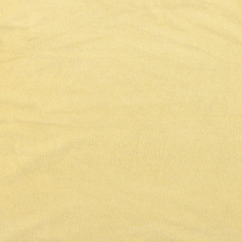 Text Womens Yellow Boat Neck Acrylic Pullover Jumper Size XL - Embellished neckline