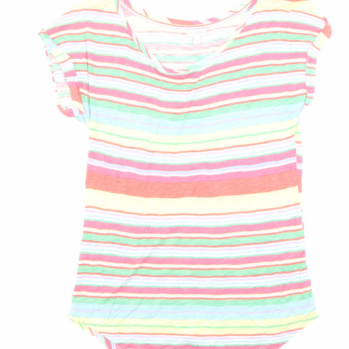Monsoon Womens Multicoloured Striped Viscose Jersey T-Shirt Size S Boat Neck