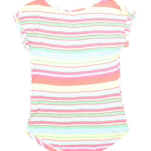 Monsoon Womens Multicoloured Striped Viscose Jersey T-Shirt Size S Boat Neck